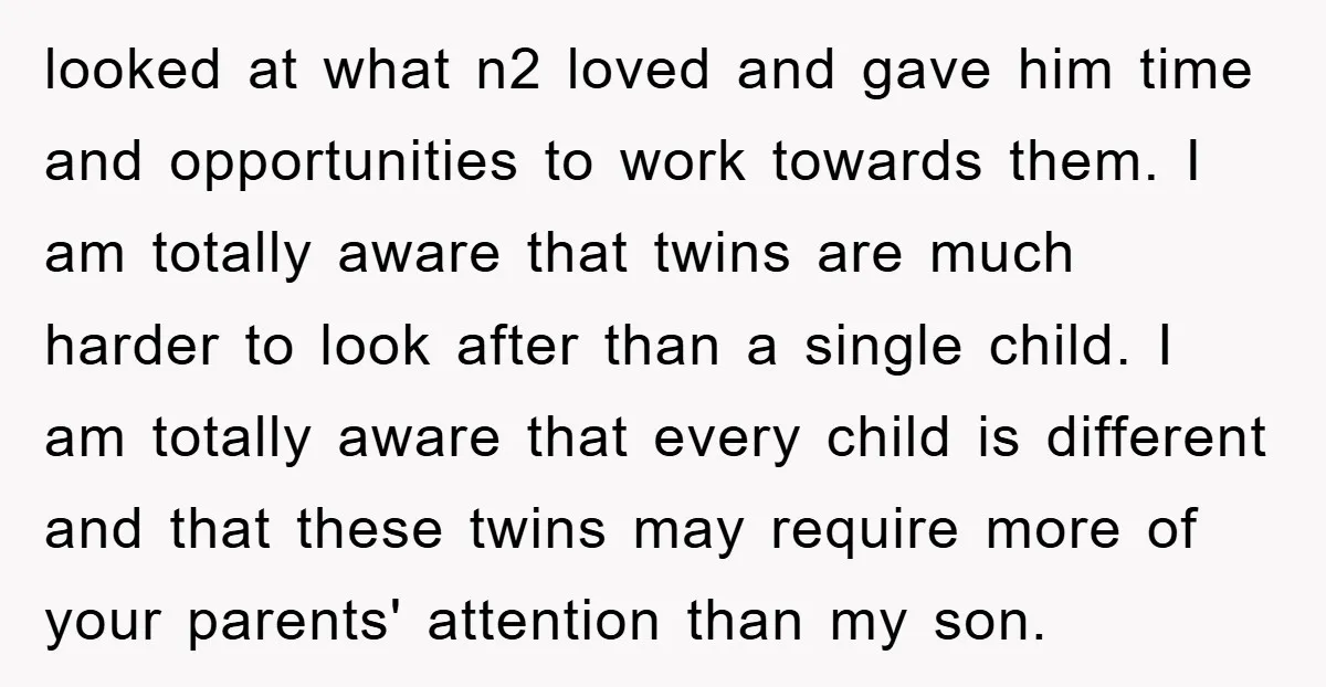 looked at what n2 loved and gave him time and opportunities to work towards them. I am totally aware that twins are much harder to look after than a single...