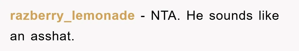 razberry_lemonade − NTA. He sounds like an asshat.