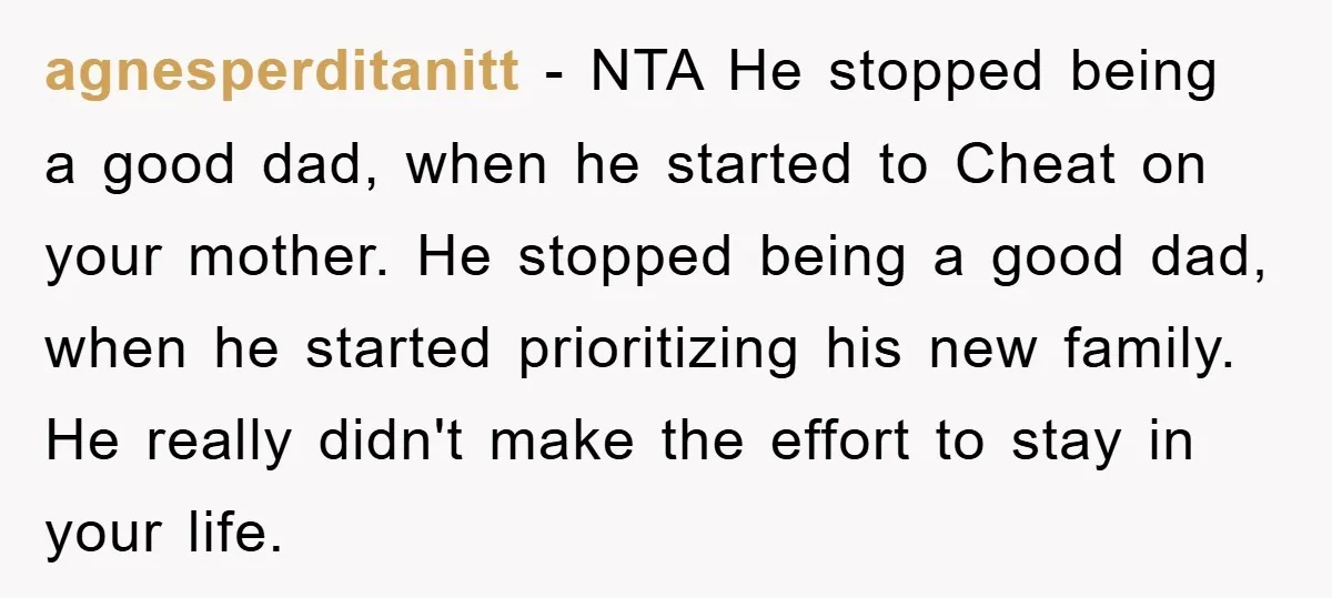 agnesperditanitt − NTA He stopped being a good dad, when he started to Cheat on your mother. He stopped being a good dad, when he started prioritizing his new family....