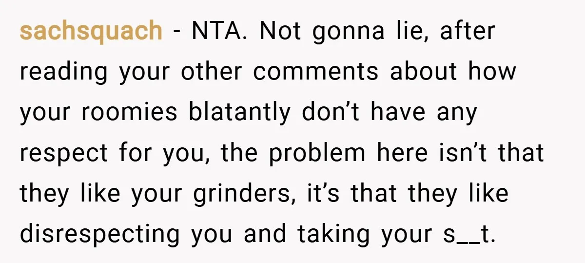 sachsquach − NTA. Not gonna lie, after reading your other comments about how your roomies blatantly don’t have any respect for you, the problem here isn’t that they like your...