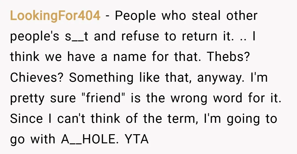 LookingFor404 − People who steal other people's s__t and refuse to return it. .. I think we have a name for that. Thebs? Chieves? Something like that, anyway. I'm pretty...