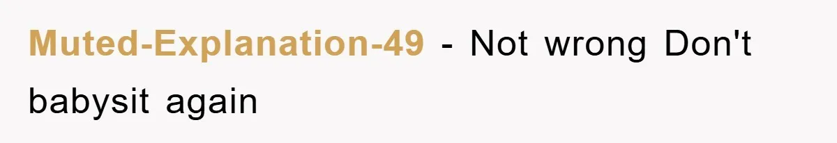Muted-Explanation-49 − Not wrong Don't babysit again