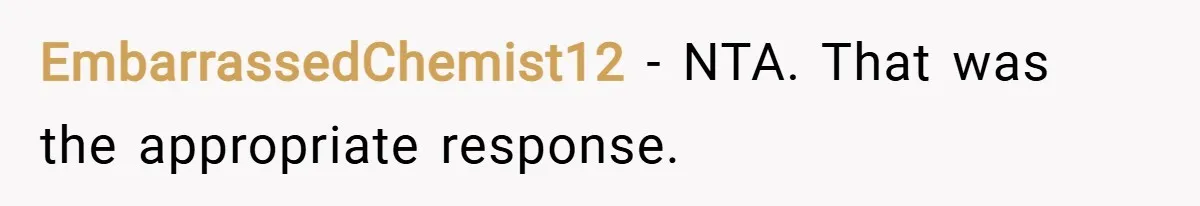 EmbarrassedChemist12 − NTA. That was the appropriate response.