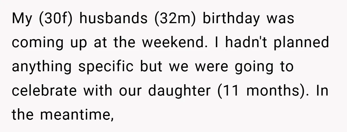 My (30f) husbands (32m) birthday was coming up at the weekend. I hadn't planned anything specific but we were going to celebrate with our daughter (11 months). In the meantime,
