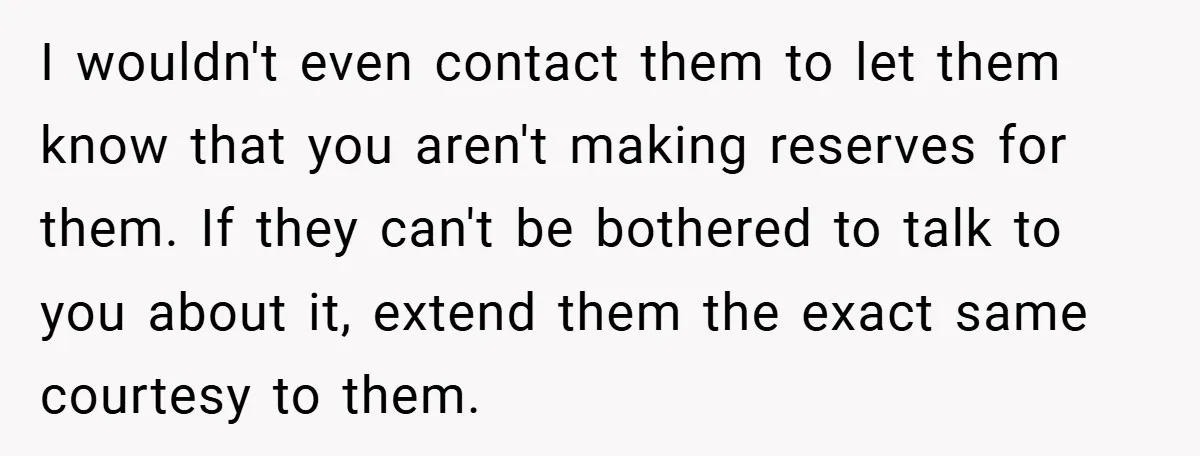 I wouldn't even contact them to let them know that you aren't making reserves for them. If they can't be bothered to talk to you about it, extend them the...