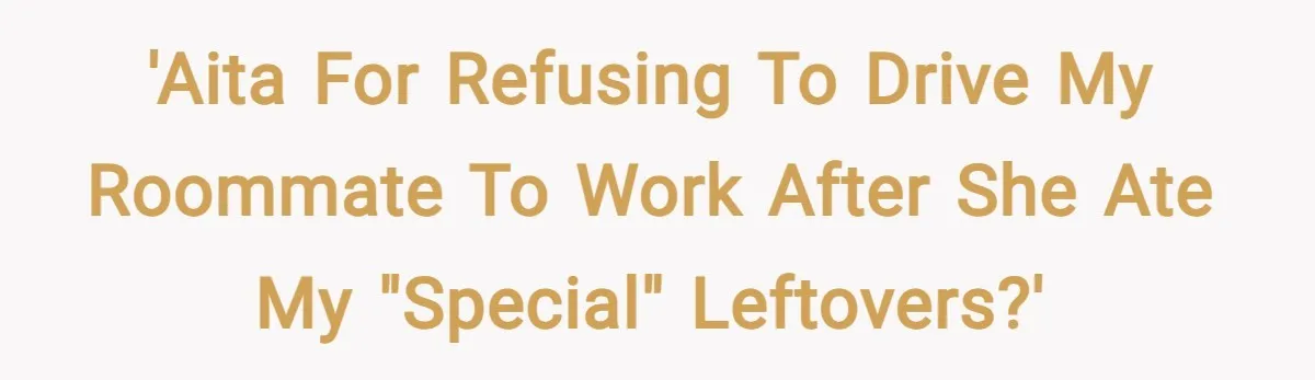 'AITA for refusing to drive my roommate to work after she ate my "special" leftovers?'