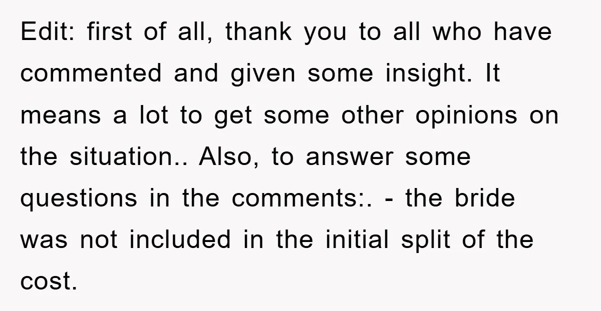 Edit: first of all, thank you to all who have commented and given some insight. It means a lot to get some other opinions on the situation.. Also, to answer...