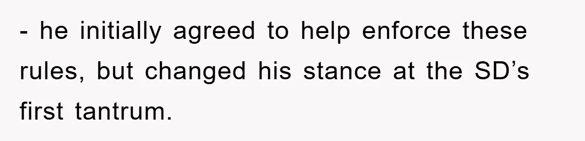 - he initially agreed to help enforce these rules, but changed his stance at the SD’s first tantrum.