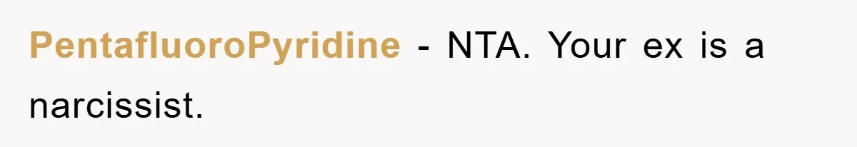 PentafluoroPyridine − NTA. Your ex is a narcissist.