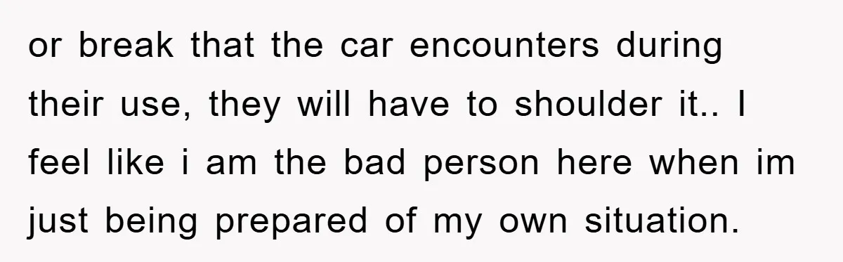 or break that the car encounters during their use, they will have to shoulder it.. I feel like i am the bad person here when im just being prepared of...