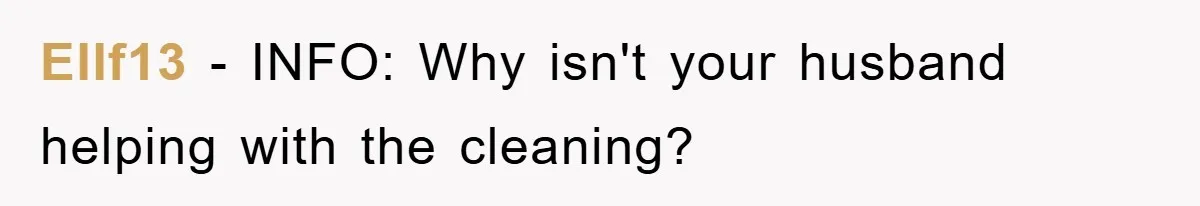Ellf13 − INFO: Why isn't your husband helping with the cleaning?