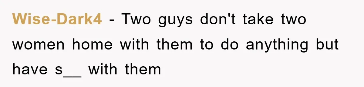Wise-Dark4 − Two guys don't take two women home with them to do anything but have s__ with them