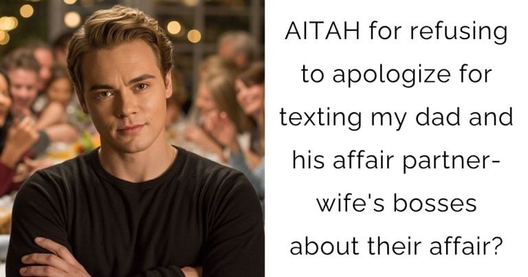 AITAH for refusing to apologize for texting my dad and his affair partner-wife’s bosses about their affair?