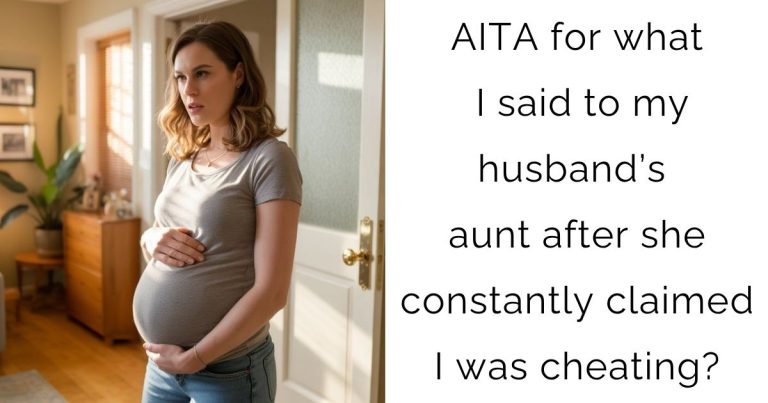 AITA for what I said to my husband’s aunt after she constantly claimed I was cheating?