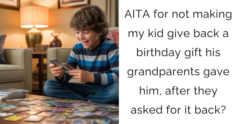 AITA for not making my kid give back a birthday gift his grandparents gave him, after they asked for it back?