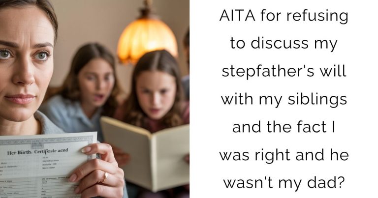 AITA for refusing to discuss my stepfather’s will with my siblings and the fact I was right and he wasn’t my dad?