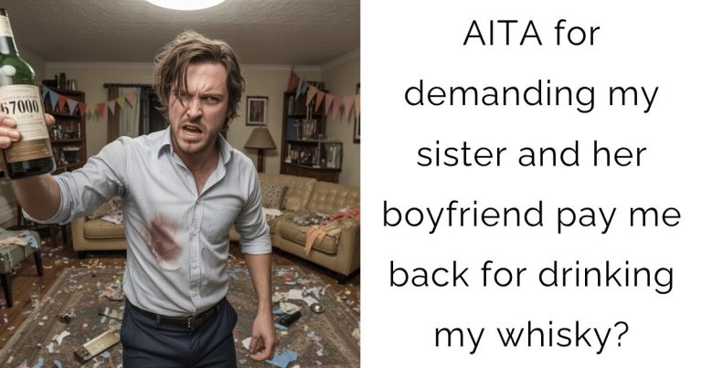 AITA for demanding my sister and her boyfriend pay me back for drinking my whisky?