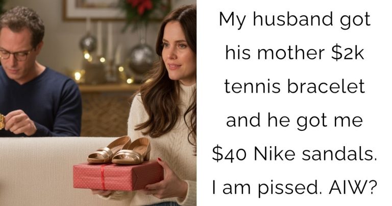 My husband got his mother $2k tennis bracelet and he got me $40 Nike sandals. I am pissed. AIW?