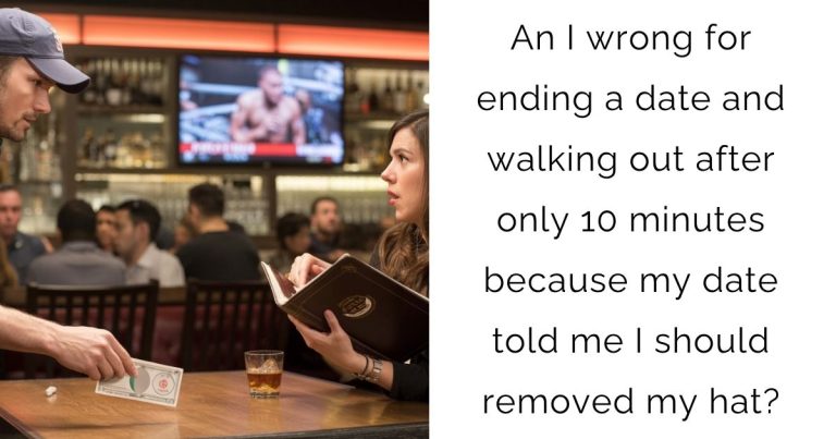 An I wrong for ending a date and walking out after only 10 minutes because my date told me I should removed my hat?