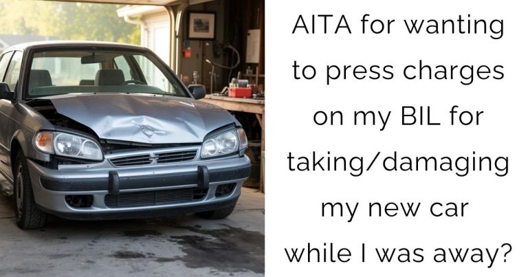 AITA for wanting to press charges on my BIL for taking/damaging my new car while I was away?