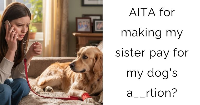 AITA for making my sister pay for my dog’s a__rtion?