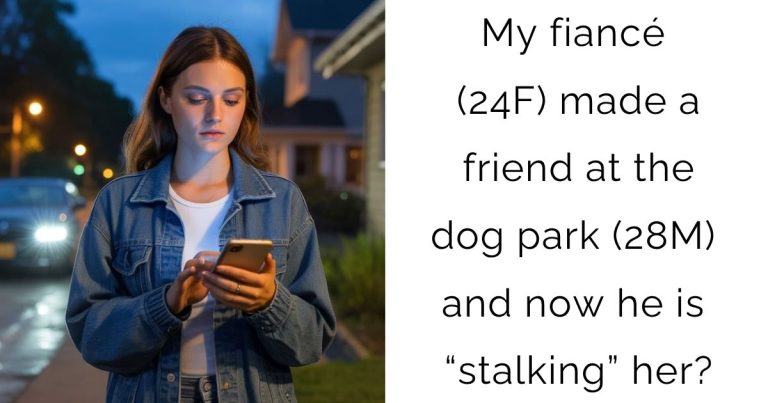 My fiancé (24F) made a friend at the dog park (28M) and now he is “stalking” her?