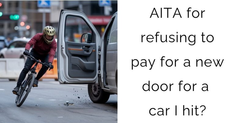 AITA for refusing to pay for a new door for a car I hit?