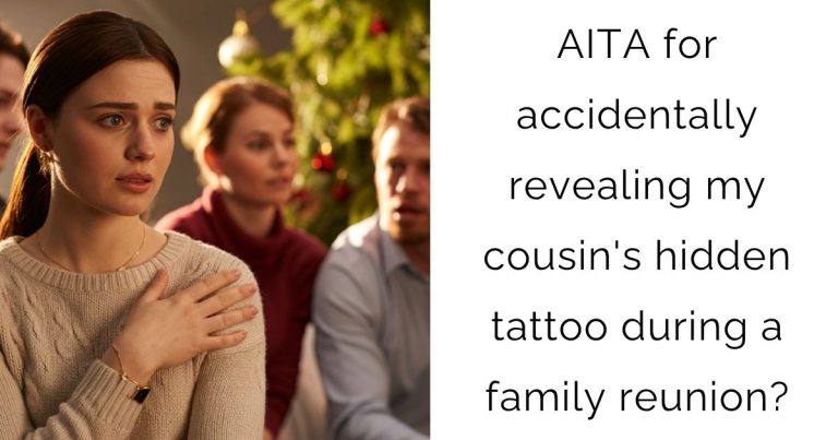 AITA for accidentally revealing my cousin’s hidden tattoo during a family reunion?