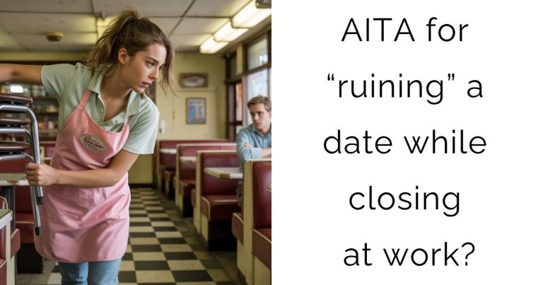 AITA for “ruining” a date while closing at work?