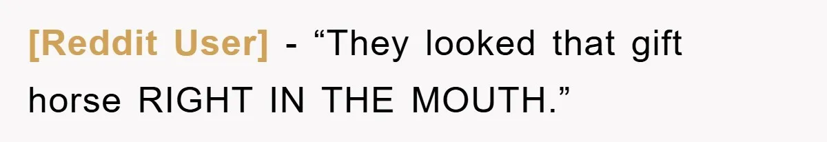 [Reddit User] - “They looked that gift horse RIGHT IN THE MOUTH.”