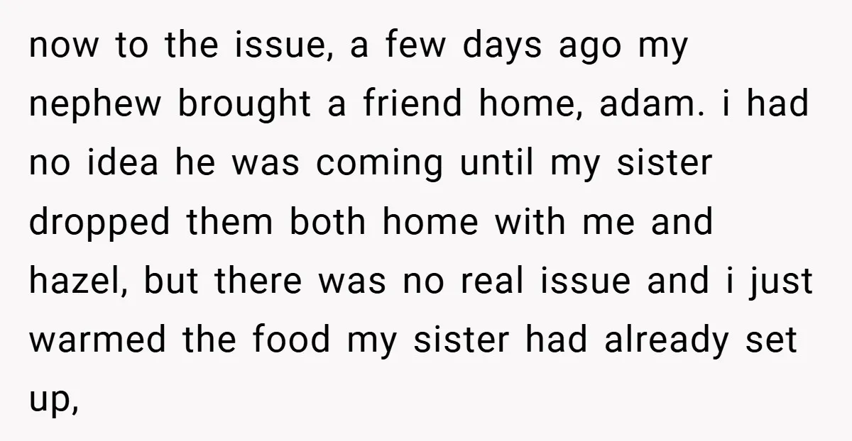 now to the issue, a few days ago my nephew brought a friend home, adam. i had no idea he was coming until my sister dropped them both home with...