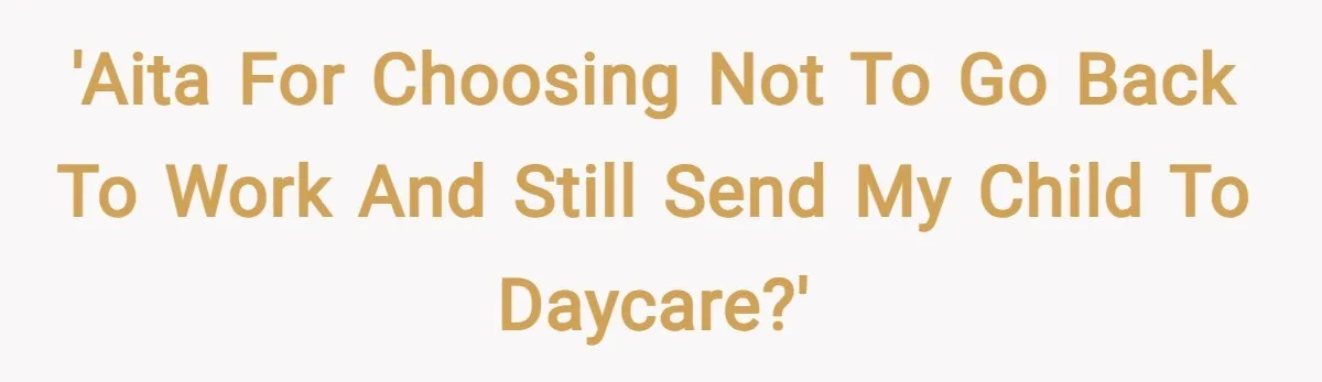 'AITA for choosing not to go back to work and still send my child to daycare?'