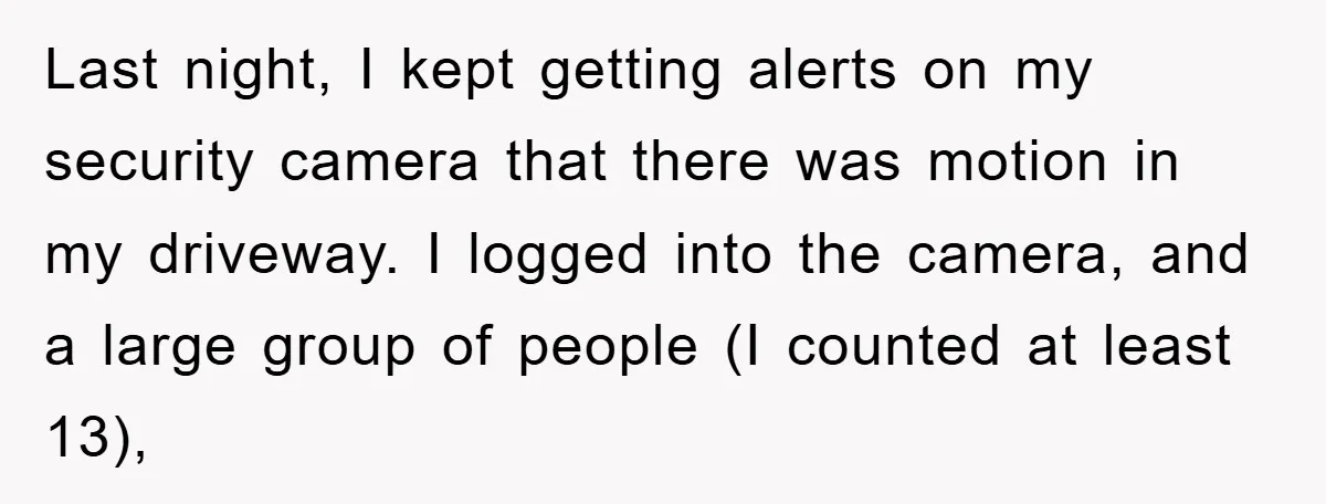 Last night, I kept getting alerts on my security camera that there was motion in my driveway. I logged into the camera, and a large group of people (I counted...