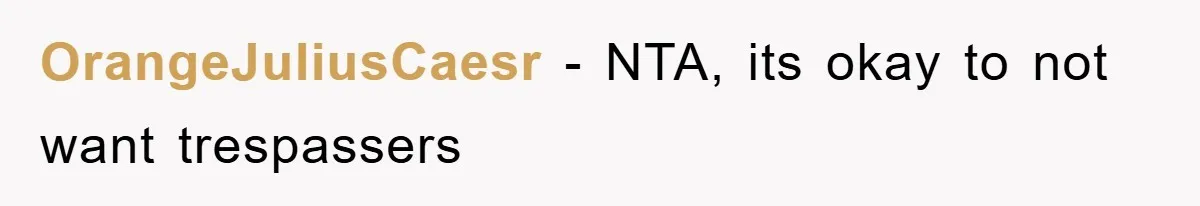 OrangeJuliusCaesr − NTA, its okay to not want trespassers