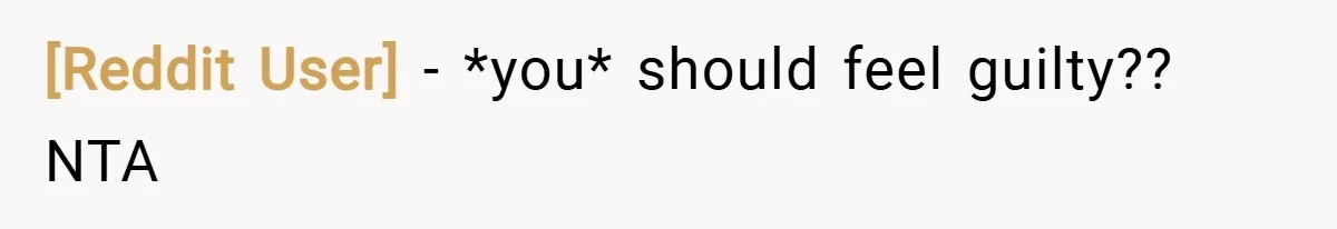 [Reddit User] − *you* should feel guilty?? NTA