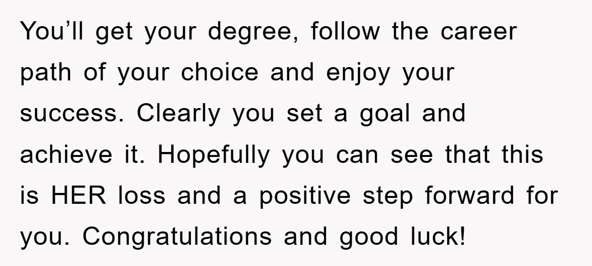 You’ll get your degree, follow the career path of your choice and enjoy your success. Clearly you set a goal and achieve it. Hopefully you can see that this is...