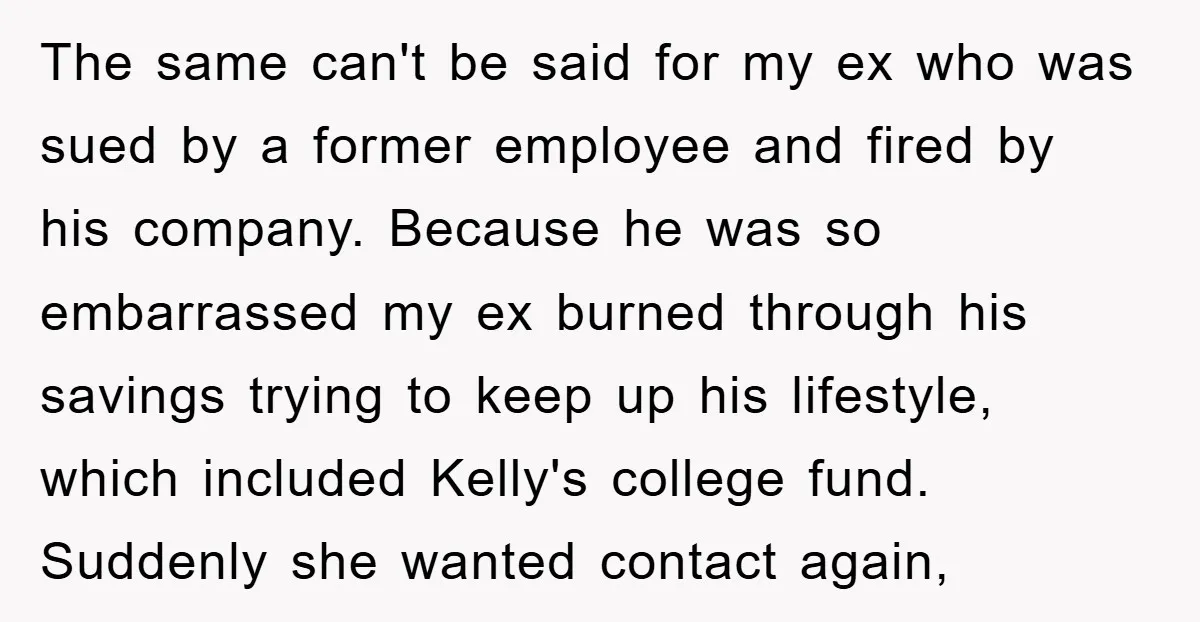 The same can't be said for my ex who was sued by a former employee and fired by his company. Because he was so embarrassed my ex burned through his...
