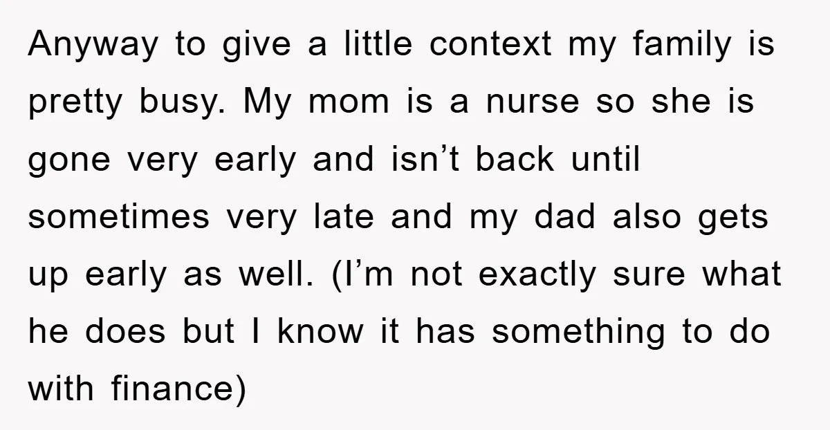 Anyway to give a little context my family is pretty busy. My mom is a nurse so she is gone very early and isn’t back until sometimes very late and...