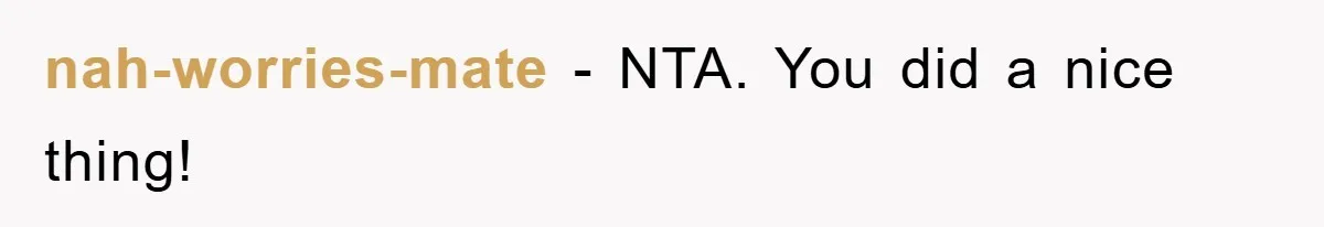 nah-worries-mate − NTA. You did a nice thing!