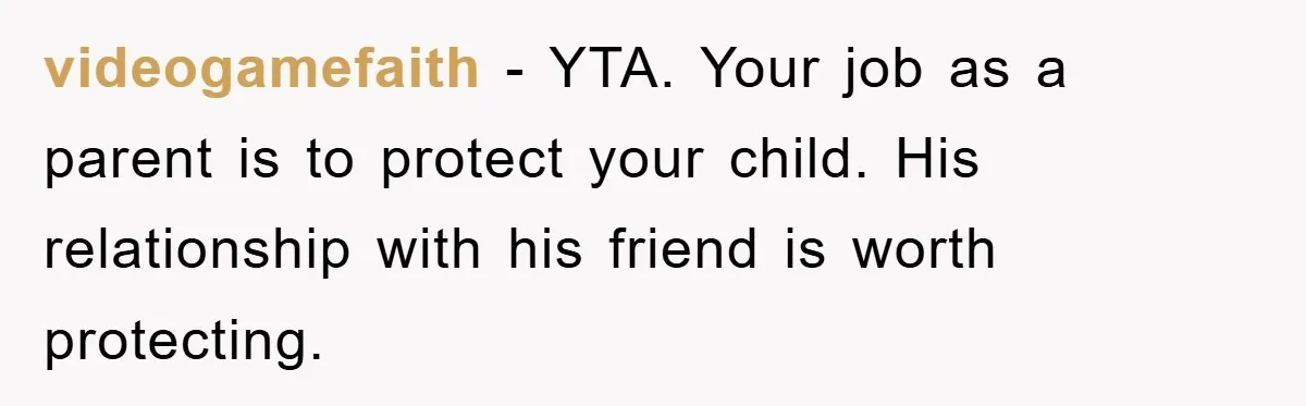 videogamefaith − YTA. Your job as a parent is to protect your child. His relationship with his friend is worth protecting.