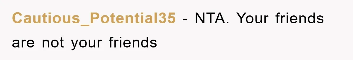 Cautious_Potential35 - NTA. Your friends are not your friends