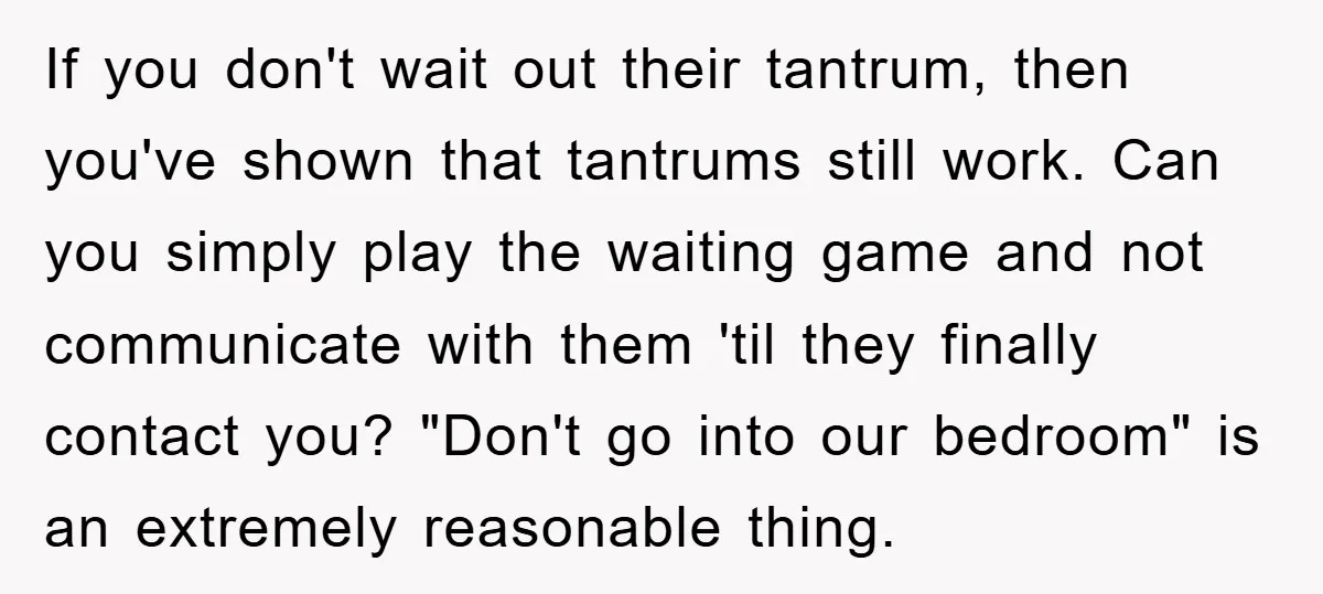If you don't wait out their tantrum, then you've shown that tantrums still work. Can you simply play the waiting game and not communicate with them 'til they finally contact...