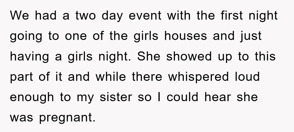We had a two day event with the first night going to one of the girls houses and just having a girls night. She showed up to this part of...