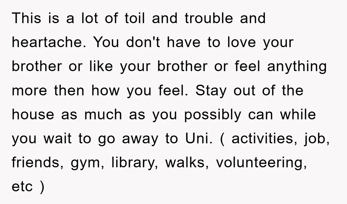 This is a lot of toil and trouble and heartache. You don't have to love your brother or like your brother or feel anything more then how you feel. Stay...