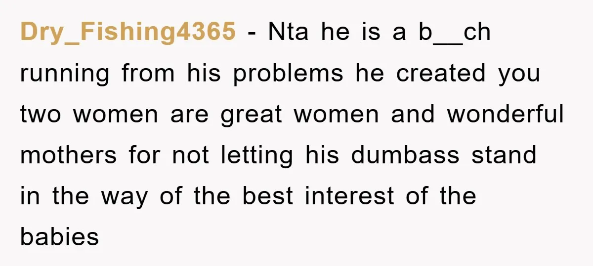 Dry_Fishing4365 − Nta he is a b__ch running from his problems he created you two women are great women and wonderful mothers for not letting his dumbass stand in the...