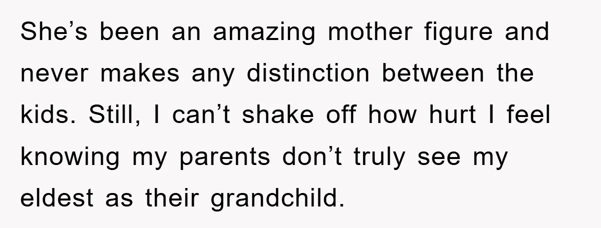 She’s been an amazing mother figure and never makes any distinction between the kids. Still, I can’t shake off how hurt I feel knowing my parents don’t truly see my...