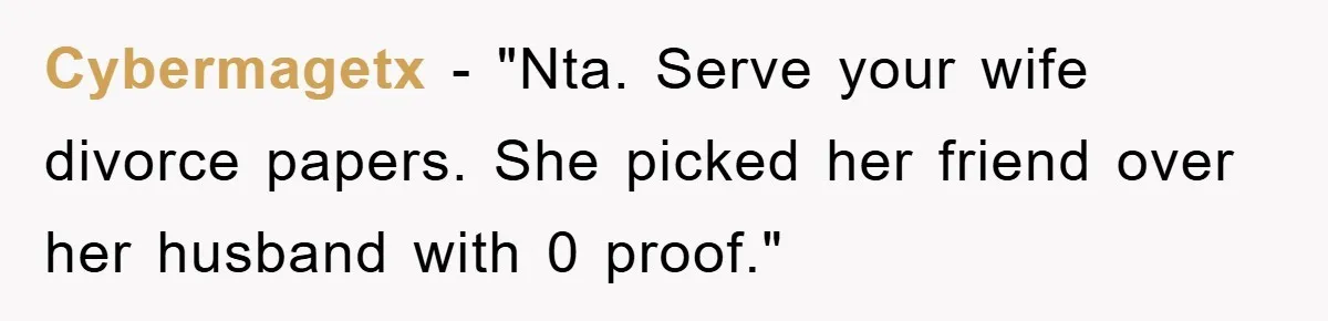 Cybermagetx - "Nta. Serve your wife divorce papers. She picked her friend over her husband with 0 proof."