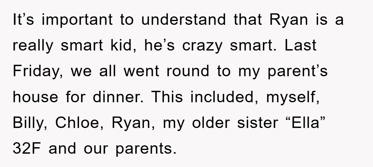 It’s important to understand that Ryan is a really smart kid, he’s crazy smart. Last Friday, we all went round to my parent’s house for dinner. This included, myself, Billy,...