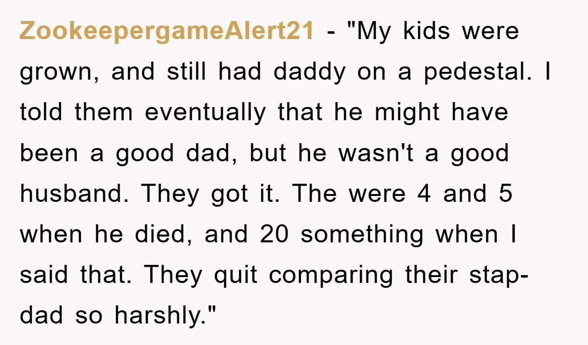 ZookeepergameAlert21 - "My kids were grown, and still had daddy on a pedestal. I told them eventually that he might have been a good dad, but he wasn't a good...