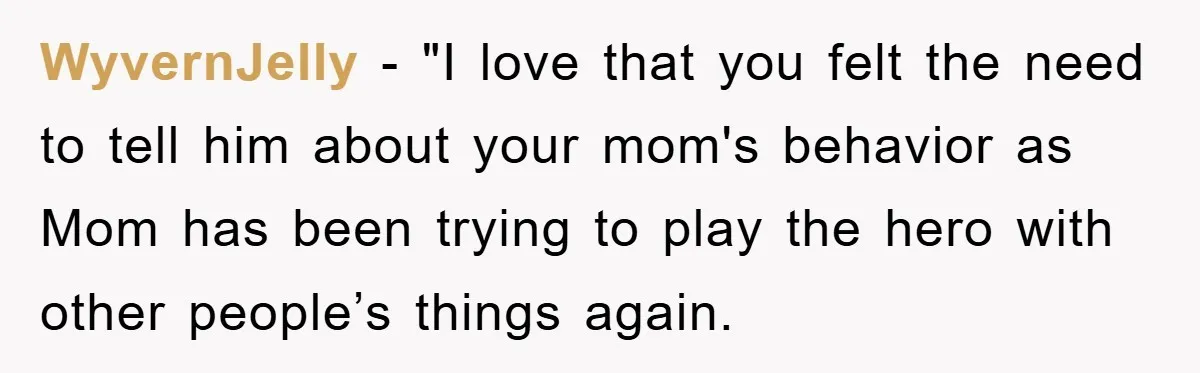 WyvernJelly - "I love that you felt the need to tell him about your mom's behavior as Mom has been trying to play the hero with other people’s things again.